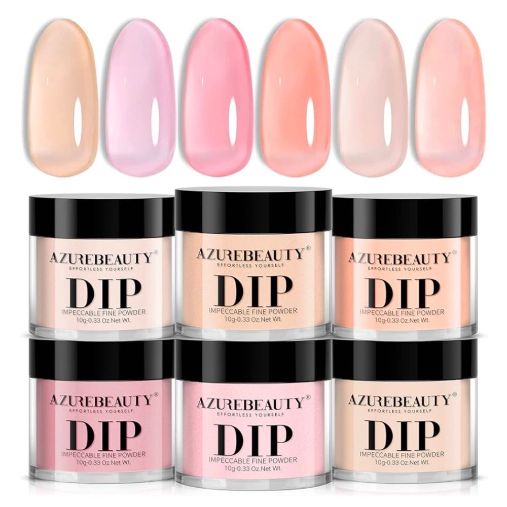 Sheer 6 Pcs translucent nail dip powder